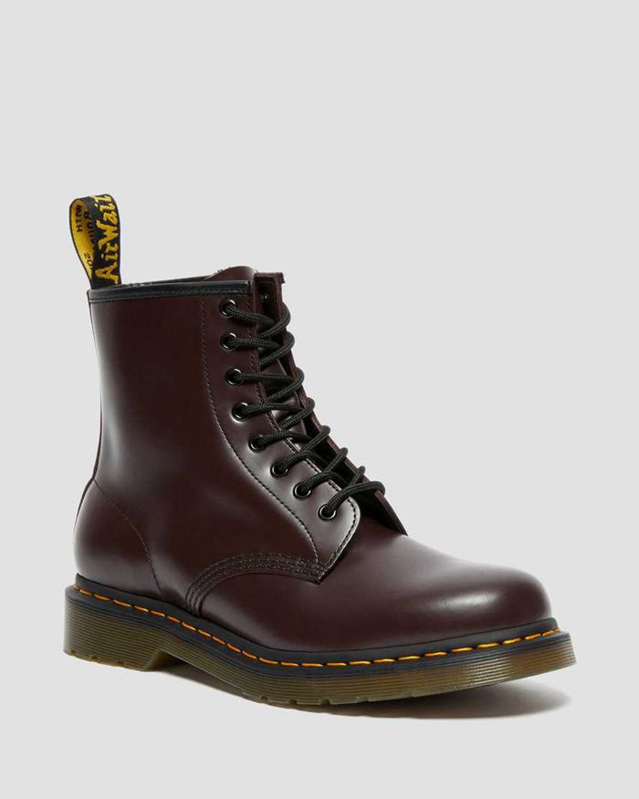 Dr Martens Mens 1460 Smooth Leather Lace Up Ankle Boots Burgundy - 84502BIAE